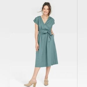 Universal Thread Blue Faux Wrap Dress